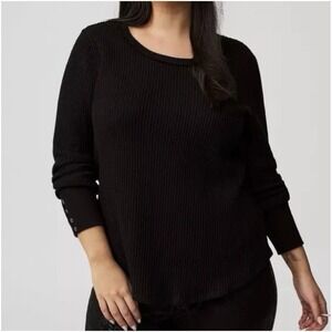Torrid Thermal Waffle Knit Fitted Crewneck Long Sleeve Tee Black SZ 5/5X NWT Top